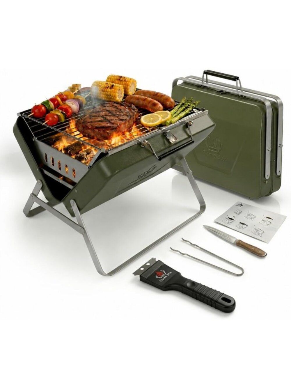 Large Portable Charcoal Grill - Folding Camping BBQ for Outdoor Cooking